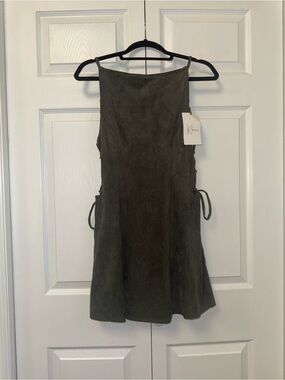 Olive Lace-Up Suede Mini Dress